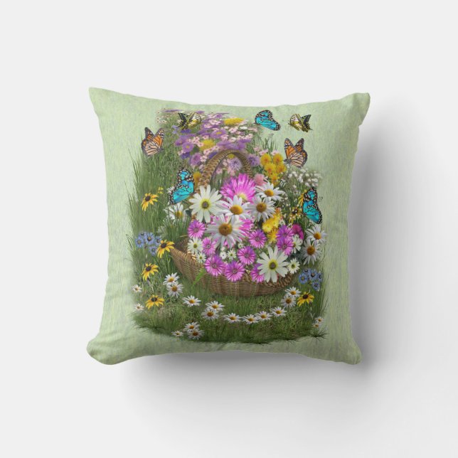 Midsummer Spring Flowers Cushion (Front)