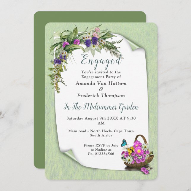 Midsummer Spring Flowers Invitation (Front/Back)