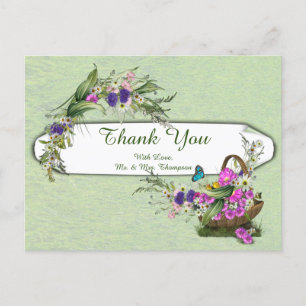 Midsummer Spring flowers Thank You Announcement Postcard