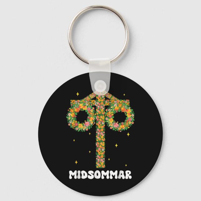 Midsummer Summer Solstice Maypole Midsommar Sweden Key Ring (Front)