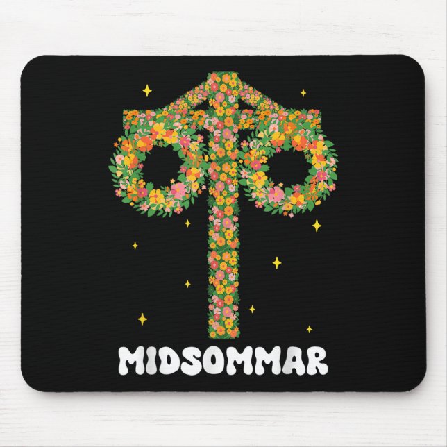 Midsummer Summer Solstice Maypole Midsommar Sweden Mouse Pad (Front)