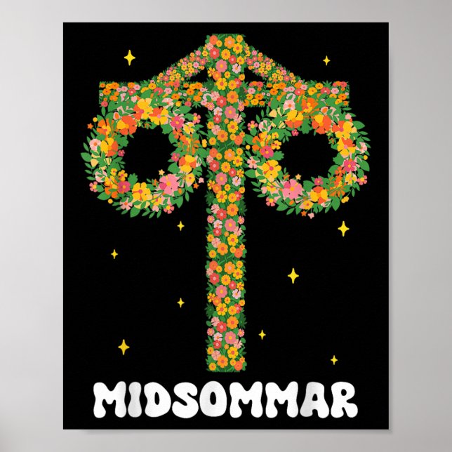Midsummer Summer Solstice Maypole Midsommar Sweden Poster (Front)