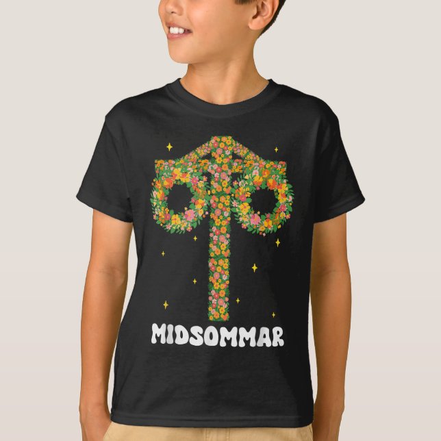 Midsummer Summer Solstice Maypole Midsommar Sweden T-Shirt (Front)