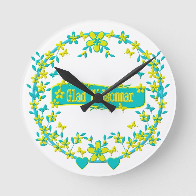 Midsummer symbol sweden round clock (Front)