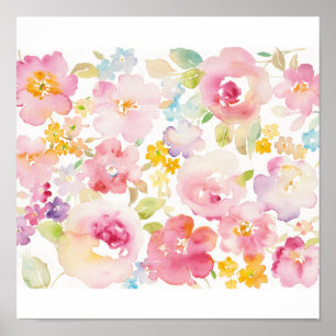 Midsummer Watercolor Pink Floral Poster