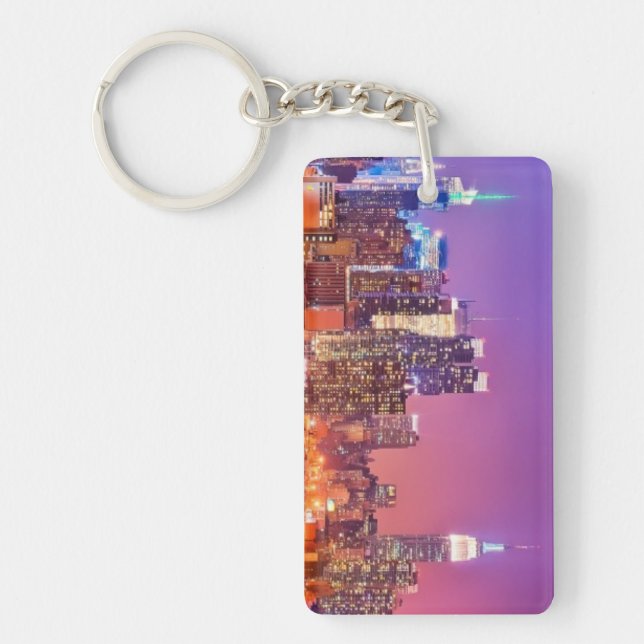 Midtown Manhattan at night with Empire Stae Key Ring (Front)