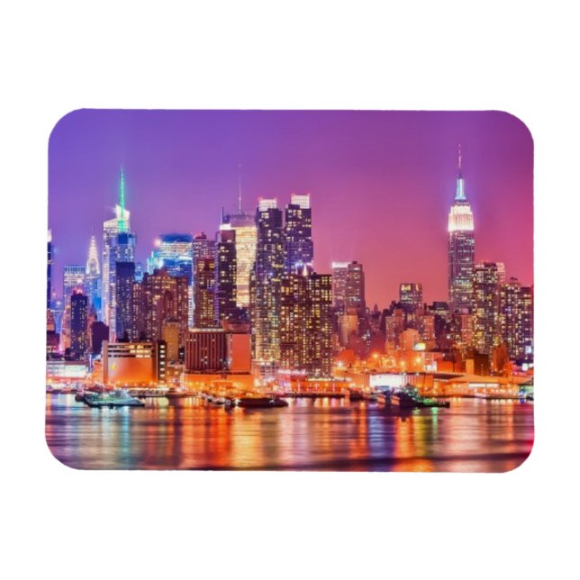 Midtown Manhattan at night with Empire Stae Magnet (Horizontal)