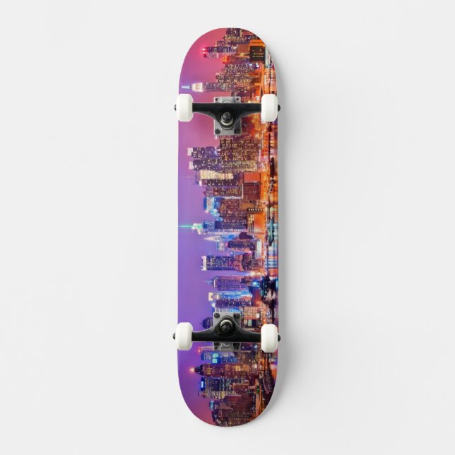 Midtown Manhattan at night with Empire Stae Skateboard (Front)