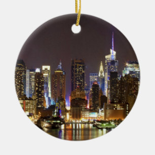 Midtown Manhattan seen from Weehawken New Jersey Ceramic Tree Decoration