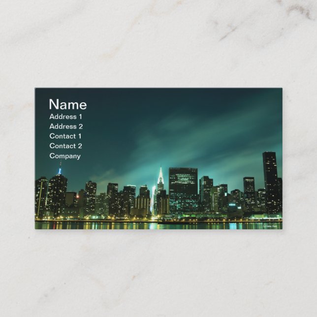 Midtown Manhattan skyline at Night Lights, NYC Business Card (Front)