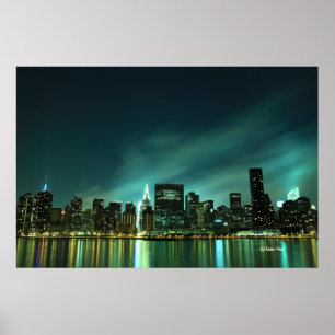 Midtown Manhattan skyline at Night Lights, NYC Poster
