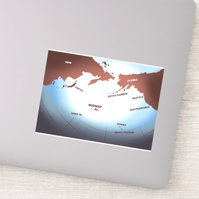 Midway Island vintage style WW2 map (Detail)