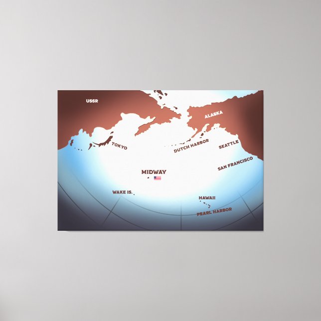 Midway Island vintage style WW2 map Canvas Print (Front)