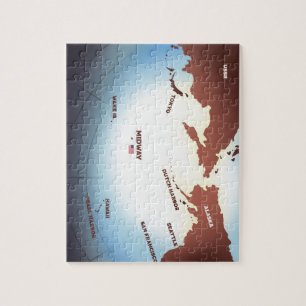 Midway Island vintage style WW2 map Jigsaw Puzzle