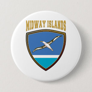 Midway Islands Flag Shield 7.5 Cm Round Badge