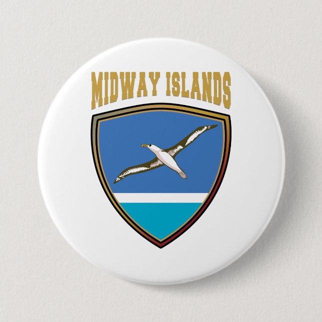 Midway Islands Flag Shield 7.5 Cm Round Badge (Front)