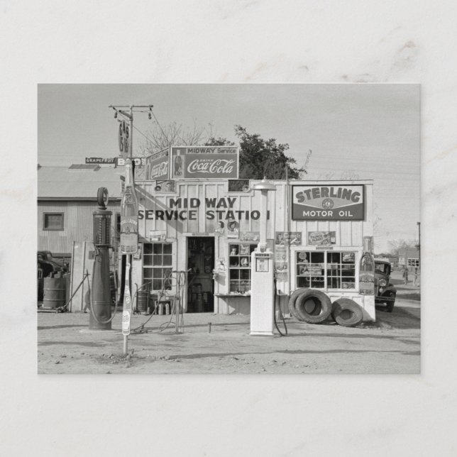 Midway Service Station, 1939 Postcard (Front)