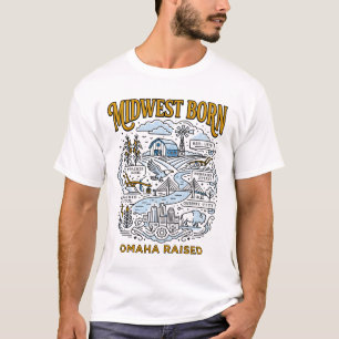 Midwest Born Omaha Raised Nebraska Heritage T-Shirt