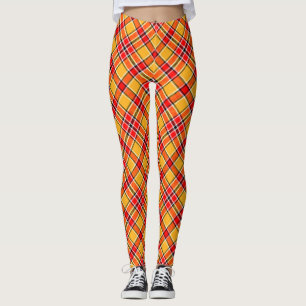 Midwest Bright Bold Red Yellow Plaid Leggings