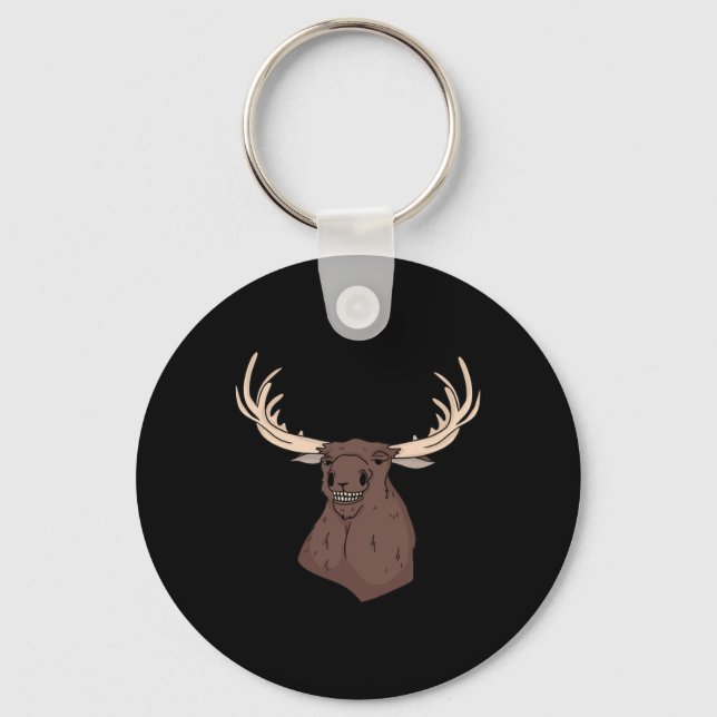 Midwest Magic Cleaning Stupid Moose Face Funny Hun Key Ring (Front)