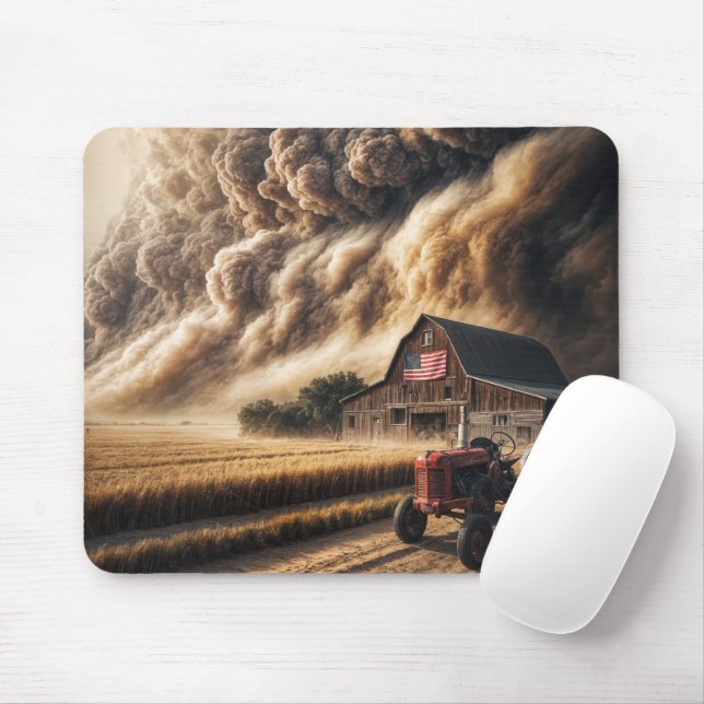 Midwest Plains Farm In a Dust Storm Mouse Pad (With Mouse)