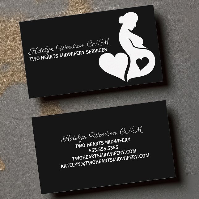 Midwife Birth Coach Doula Beautiful Black White Business Card (Creator Uploaded)