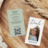 Midwife Birth Postpartum  Doula Photo QR CODE SAGE