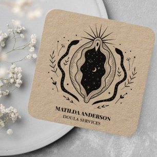Midwife Birthing Coach Pregnancy Rustic Kraft Square Business Card