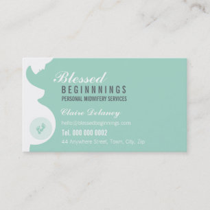 MIDWIFE BUSINESS CARD :: pregnant belly baby feet