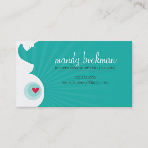 MIDWIFE CARD pregnant belly silhouette jade green