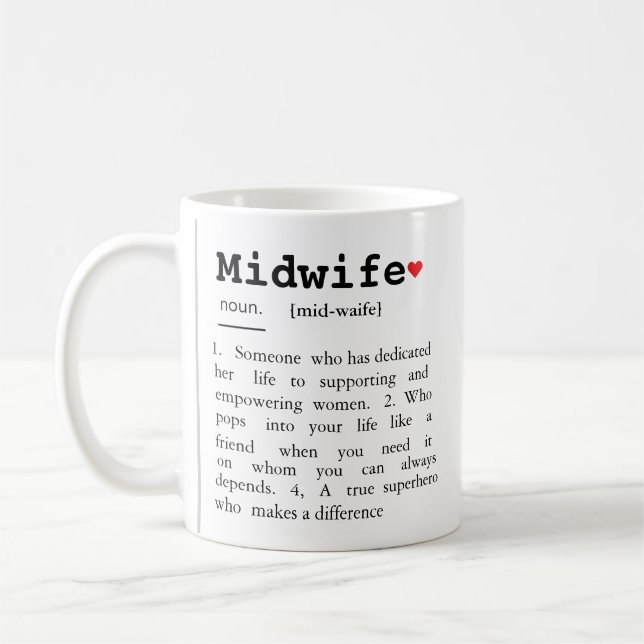 Midwife Definition, Midwife Gift, Coffee Mug (Left)