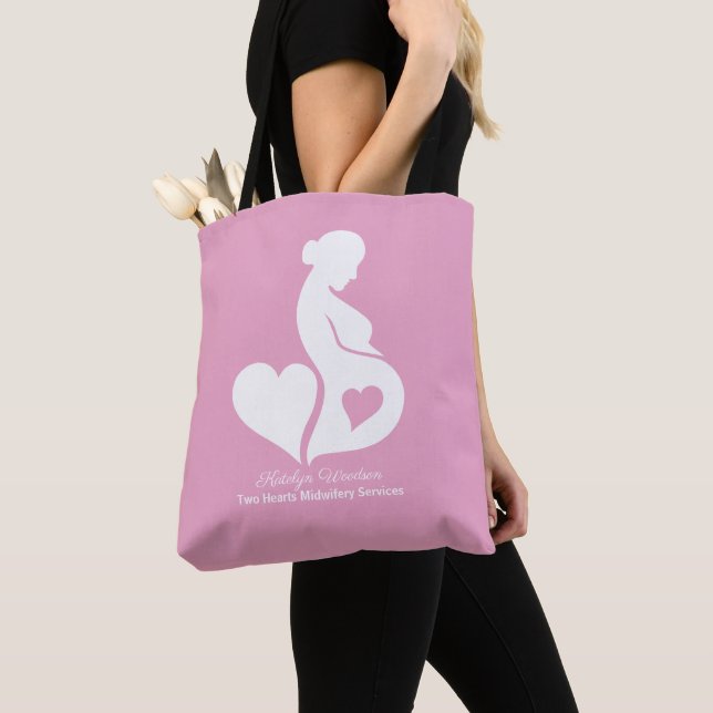 Midwife Doula Beautiful Pregnancy Business Pink Tote Bag (Close Up)