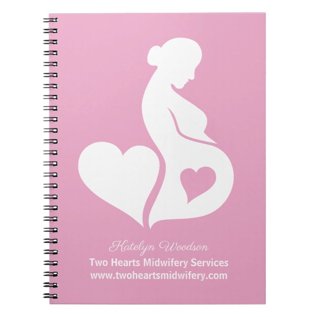 Midwife Doula Beautiful Pregnancy Custom Pink Notebook (Front)