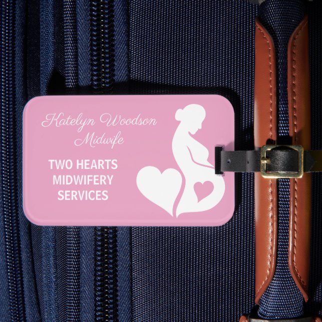 Midwife Doula Beautiful Pregnancy Pink Luggage Tag (Front Insitu 4)