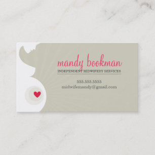 MIDWIFE DOULA CARD pregnant belly heart nuetral