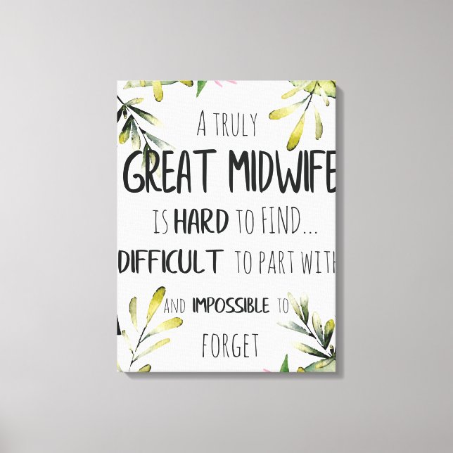 Midwife Doula Office Thank you Card Quote Gift Canvas Print (Front)