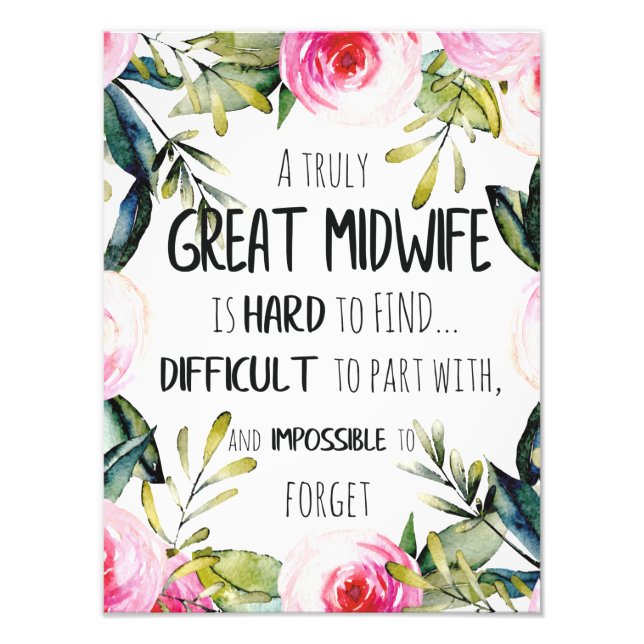 Midwife Doula Office Thank you Card Quote Gift Photo Print (Front)