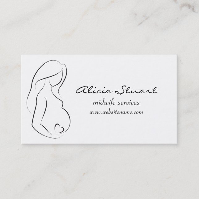 Midwife Doula Pregnant Woman Belly Heart Business Card (Front)