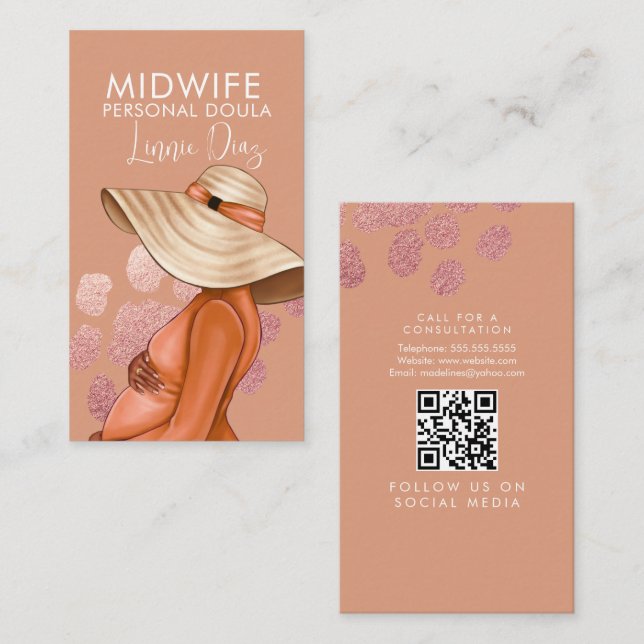 Midwife Doula Travelling  Nurse Pregnancy Business Card (Front/Back)