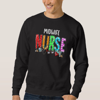 Midwife Nurse Plaid Red Love Heart Stethoscope Rn  Sweatshirt