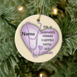 Midwife Nurse Purple Heart ornament