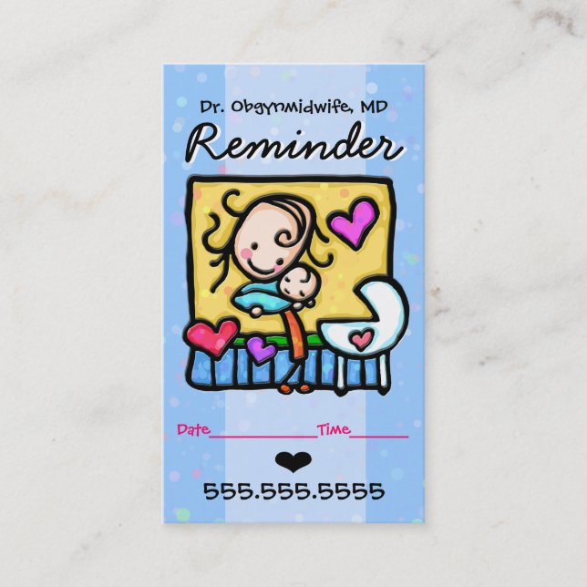 Midwife.OBGYN.Paediatrician.Appointment reminder Appointment Card (Front)