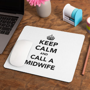 Midwife Office Keep Calm Crown Joke Mouse Pad