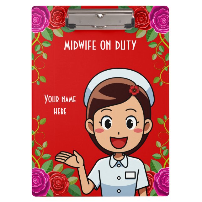 Midwife On Duty Personalised Clipboard (Front)