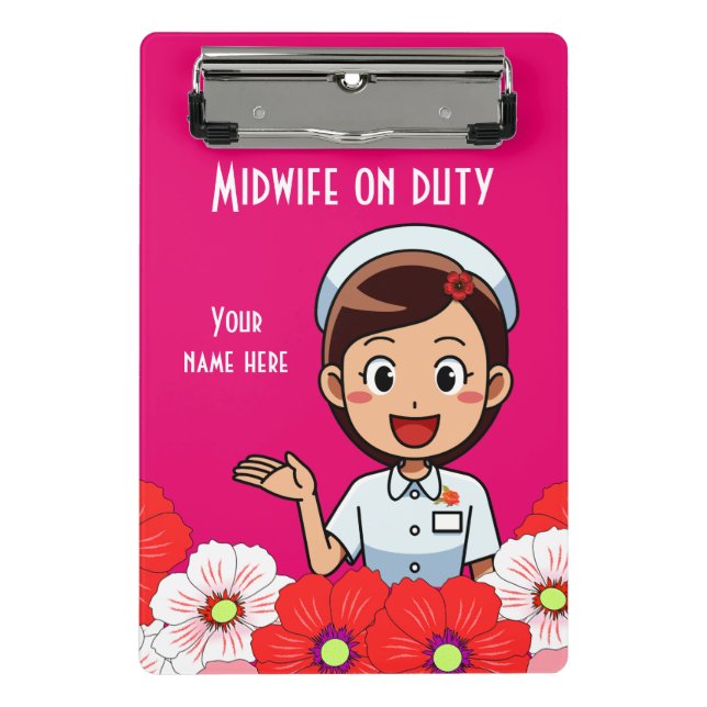 Midwife On Duty Personalised Mini Clipboard (Front)