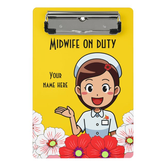 Midwife On Duty Personalised Mini Clipboard (Front)