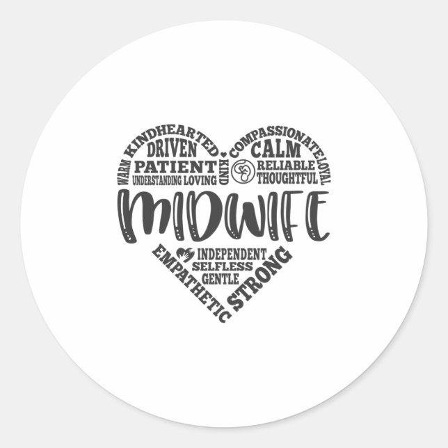 Midwife, pregnancy support, childbirth classic round sticker (Front)