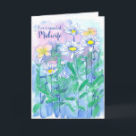 Midwife Thank You Daisy Flowers Watercolor Card<br><div class="desc">A cheerful thank you card for a midwife decorated with a garden of shasta daisy flowers and pink primrose sketched with blue ink and watercolor.  You can edit the message to fit your needs.</div>