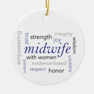 midwife word cloud ceramic tree decoration