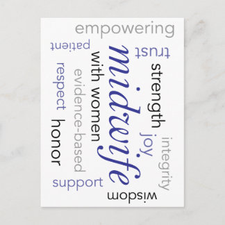 midwife word cloud postcard
